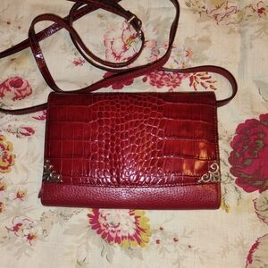 Brighton Chic Red Crocodile-Embossed Crossbody Bag